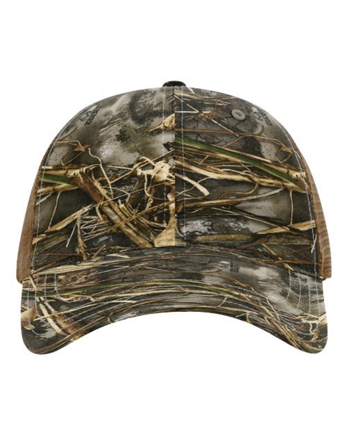 Garment Washed Printed Trucker Cap 111P