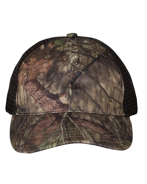 Garment Washed Printed Trucker Cap 111P
