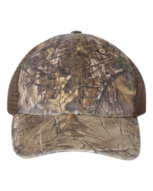 Garment Washed Printed Trucker Cap 111P