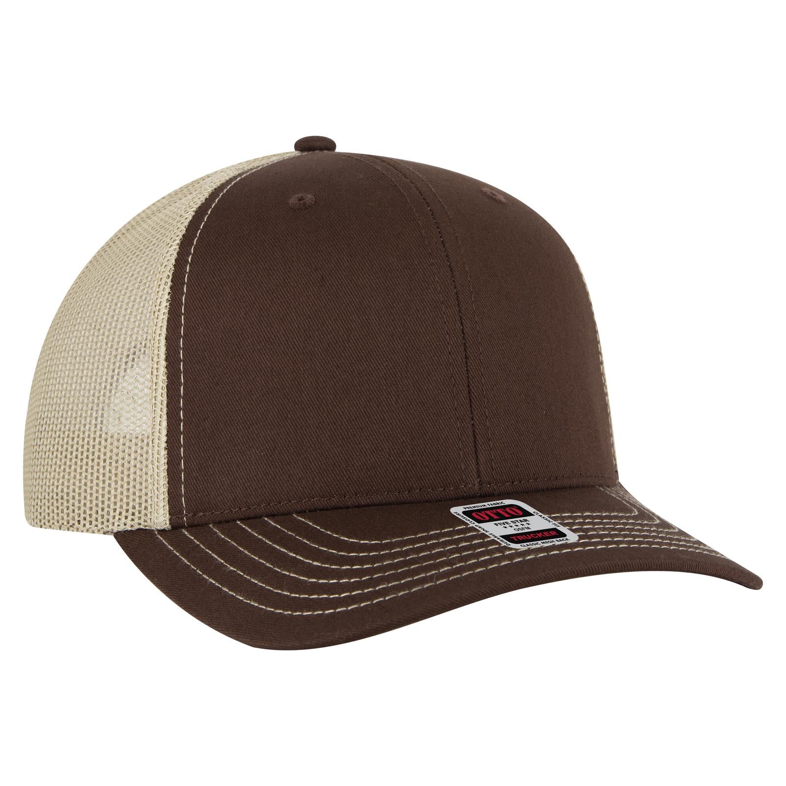 OTTO CAP 6 Panel Mid Profile Mesh Back Trucker Hat