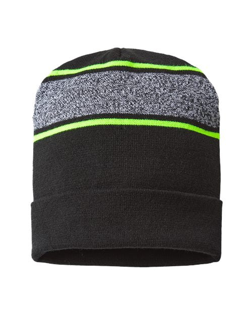 USA-Made Variegated Striped Cuffed Beanie RKV12
