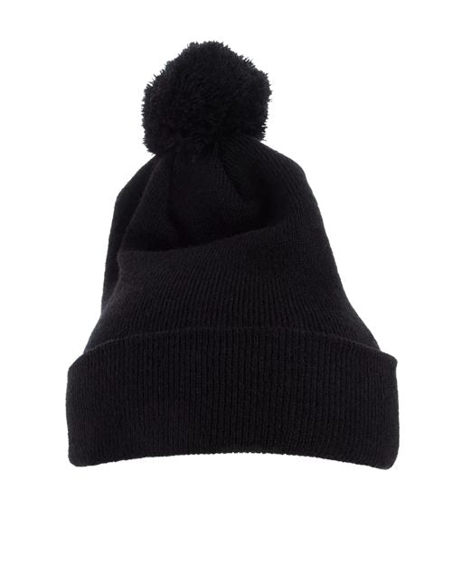 Cuff Knit Beanie w Pom