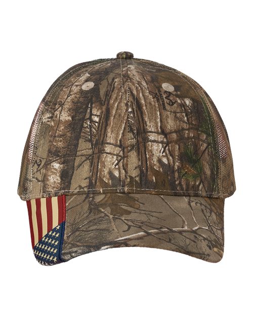 Camo Woven USA Flag Mesh Cap LC350M