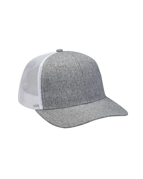 Heather Woven/Soft Mesh Trucker Style Cap PV102