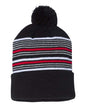 12" Striped Pom-Pom Cuffed Beanie SP60