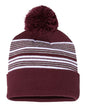 12" Striped Pom-Pom Cuffed Beanie SP60
