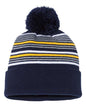 12" Striped Pom-Pom Cuffed Beanie SP60