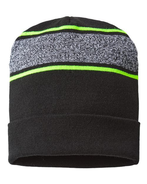 USA-Made Variegated Striped Cuffed Beanie RKV12