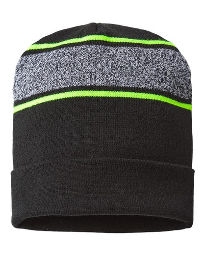 USA-Made Variegated Striped Cuffed Beanie RKV12
