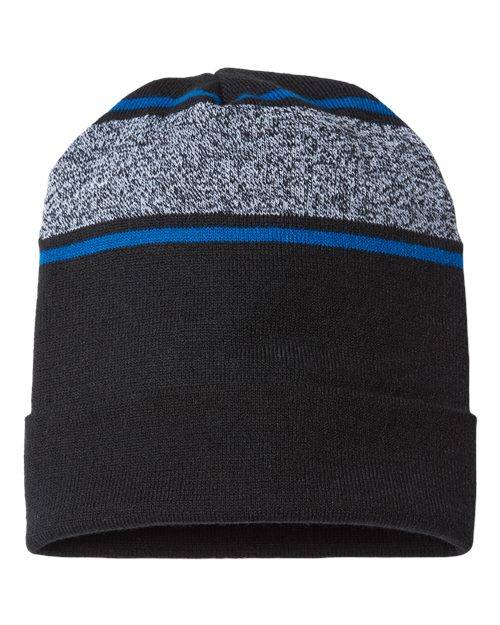 USA-Made Variegated Striped Cuffed Beanie RKV12