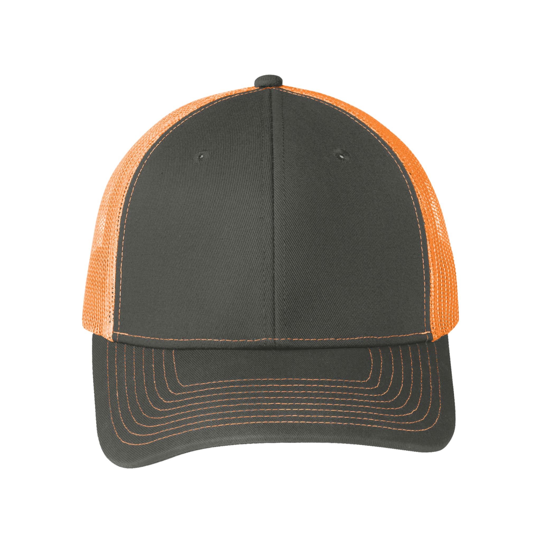 Custom Cheap Trucker Hat Charcoal Grey Neon Orange