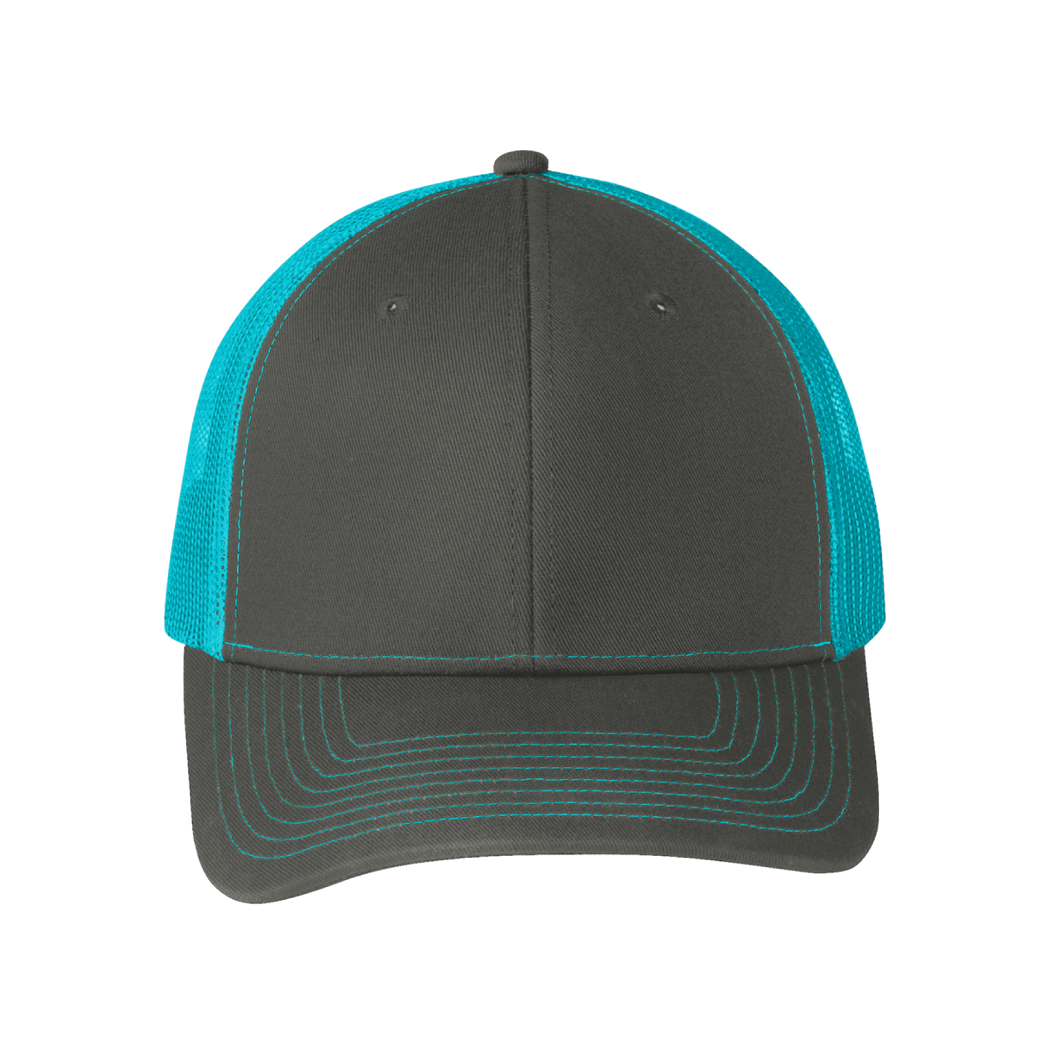 Custom Cheap Trucker Hat Charcoal Neon Blue