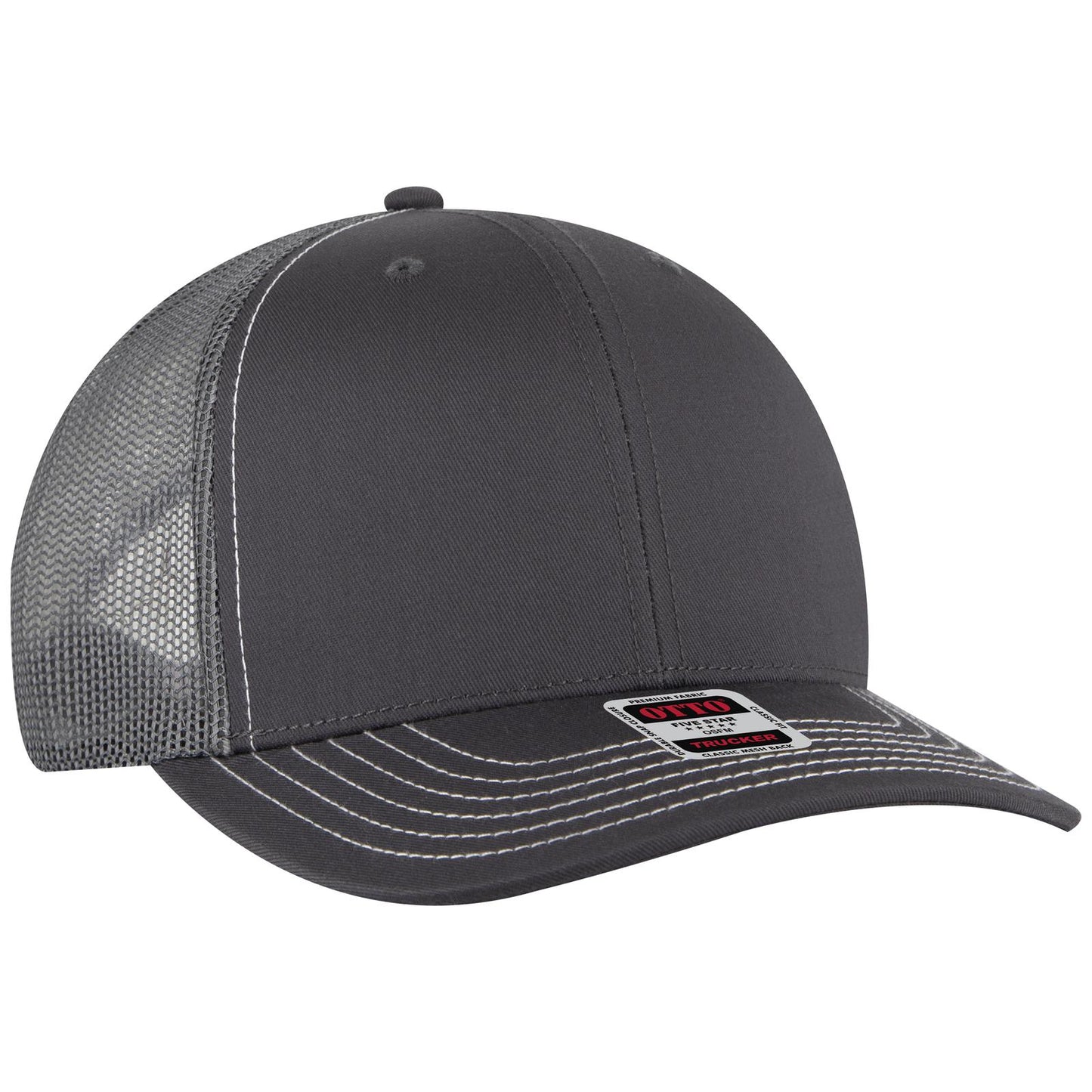 OTTO CAP 6 Panel Mid Profile Mesh Back Trucker Hat 112-1