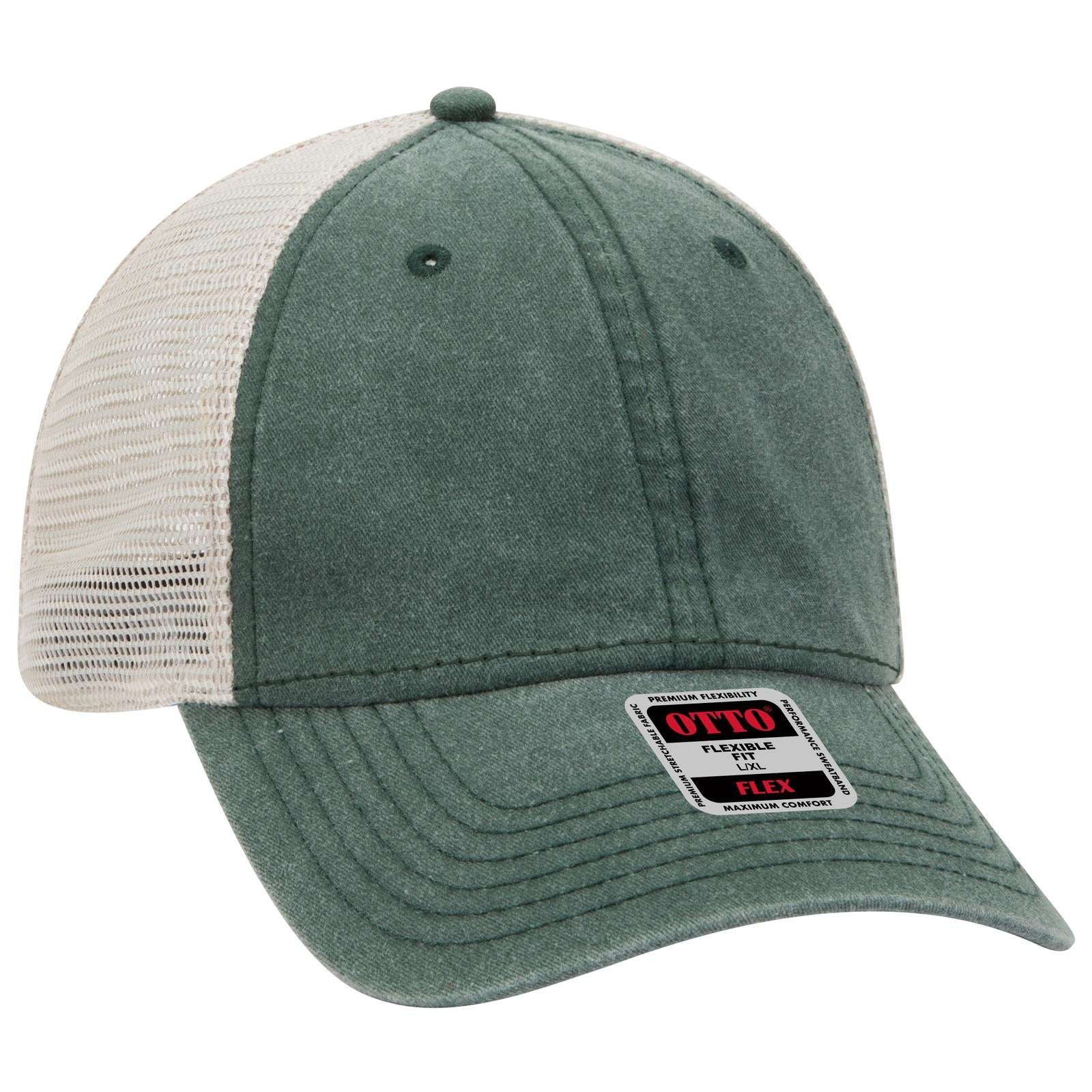OTTO CAP "OTTO FLEX" Fitted 6 Panel Low Profile Mesh Back Trucker Hat