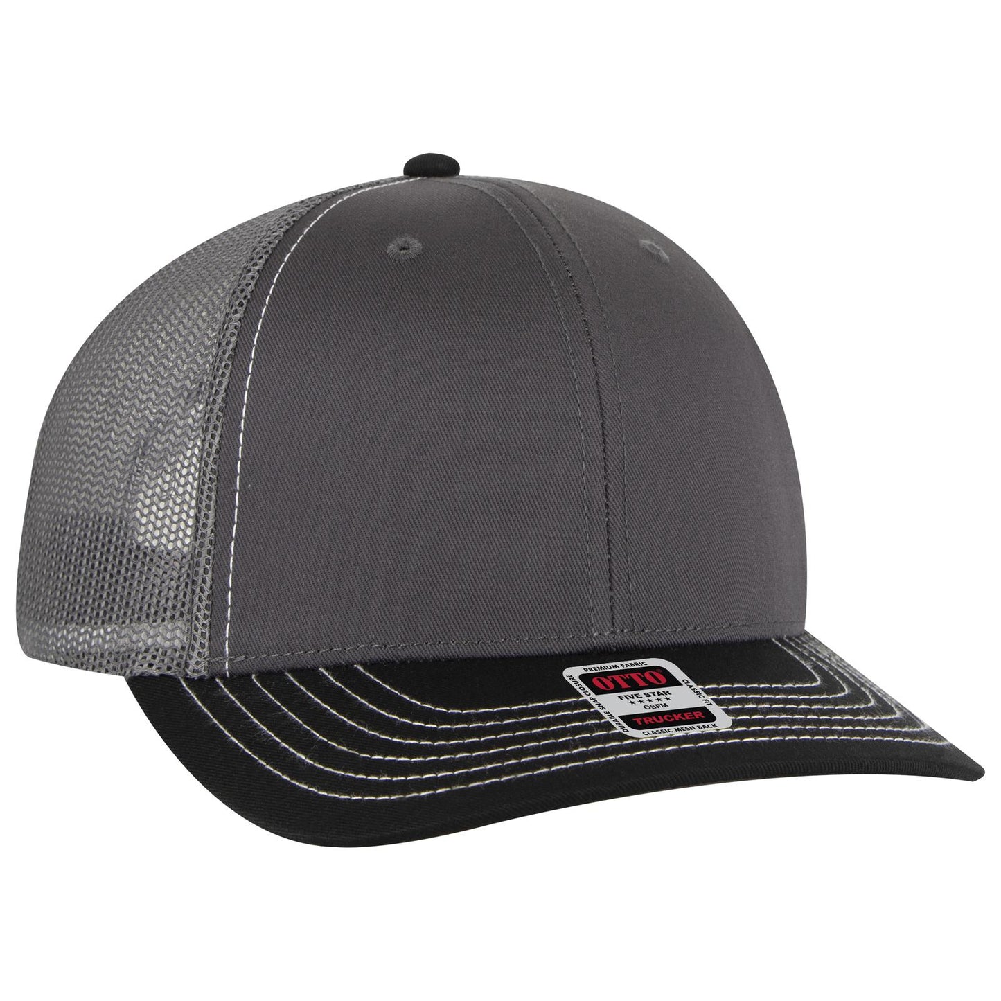 OTTO CAP 6 Panel Mid Profile Mesh Back Trucker Hat 112-1