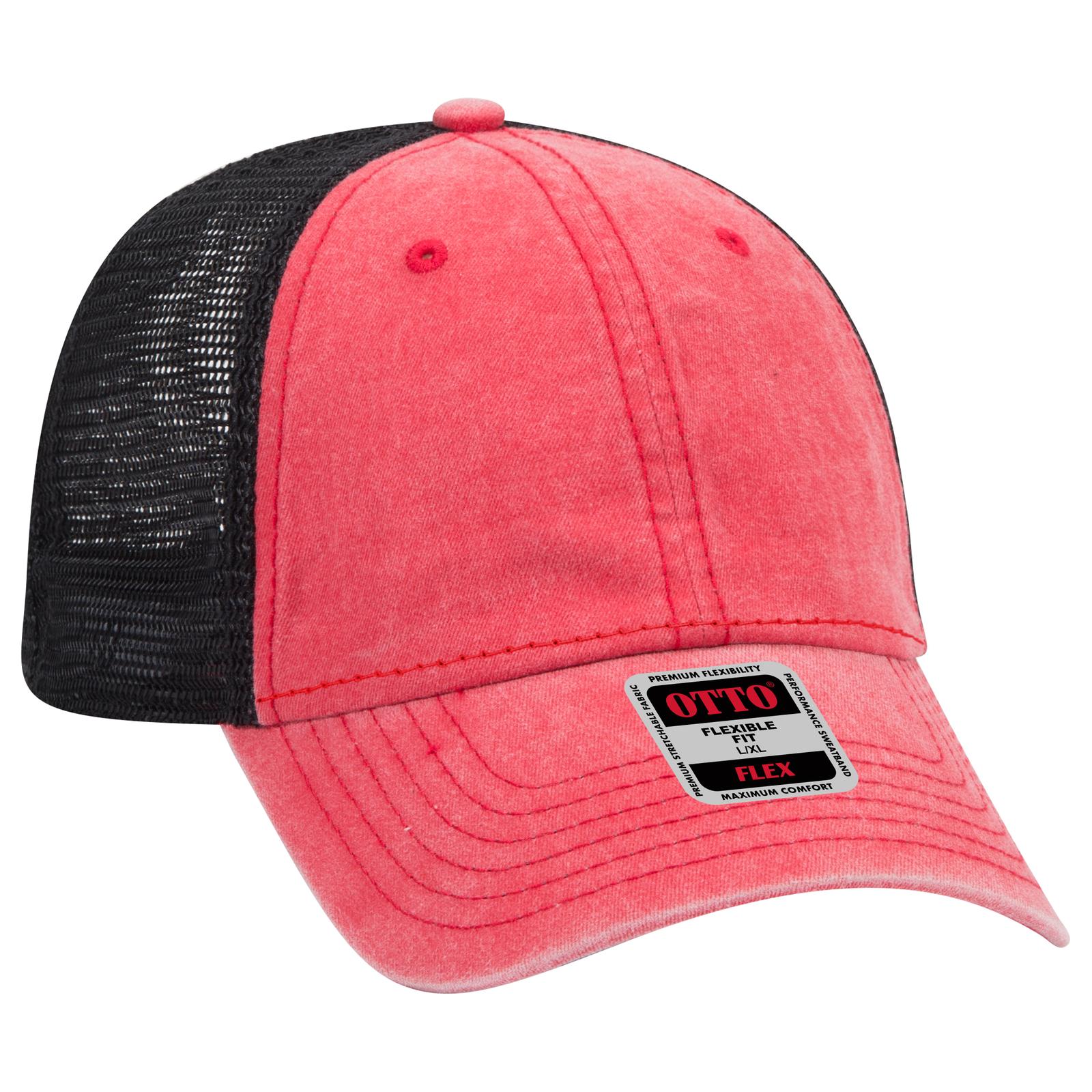 OTTO CAP "OTTO FLEX" Fitted 6 Panel Low Profile Mesh Back Trucker Hat