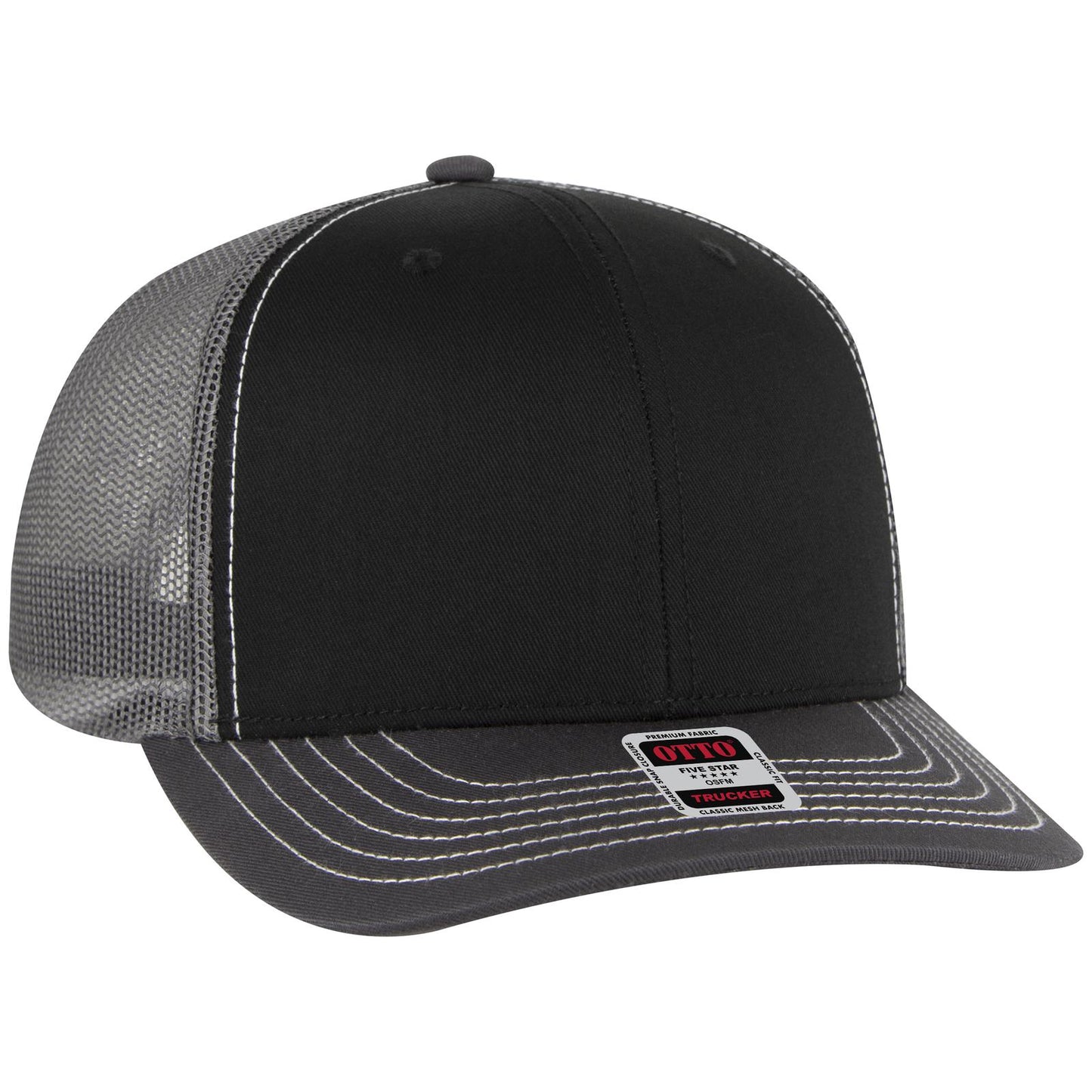 OTTO CAP 6 Panel Mid Profile Mesh Back Trucker Hat 112-1