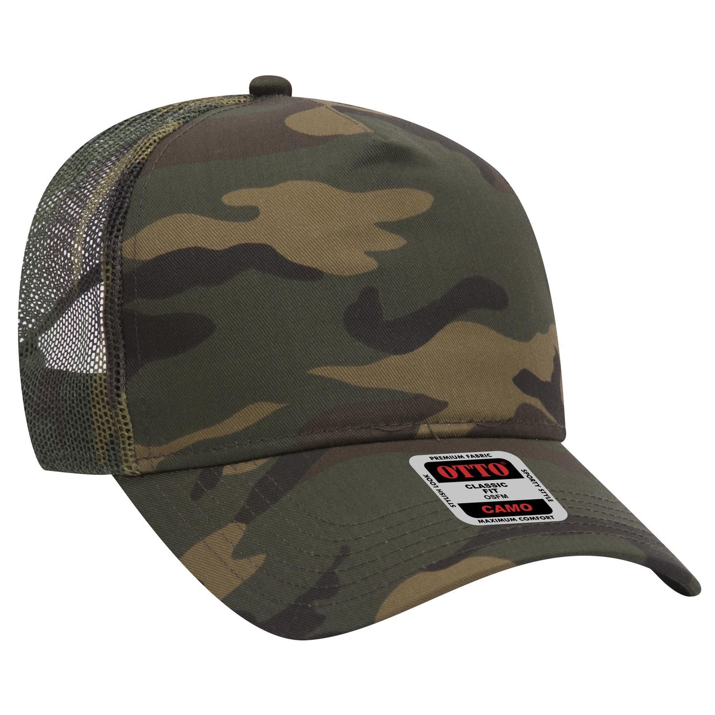 OTTO CAP Camouflage 5 Panel Mid Profile Mesh Back Trucker Hat 47-049