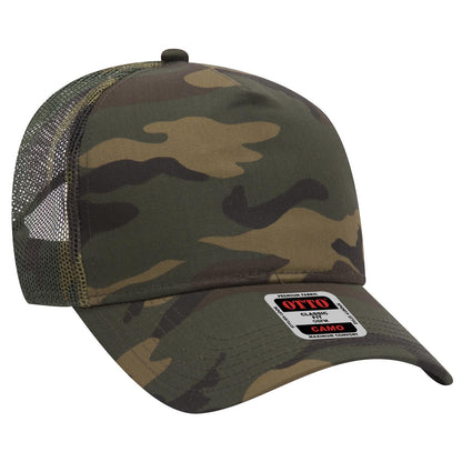 OTTO CAP Camouflage 5 Panel Mid Profile Mesh Back Trucker Hat 47-049