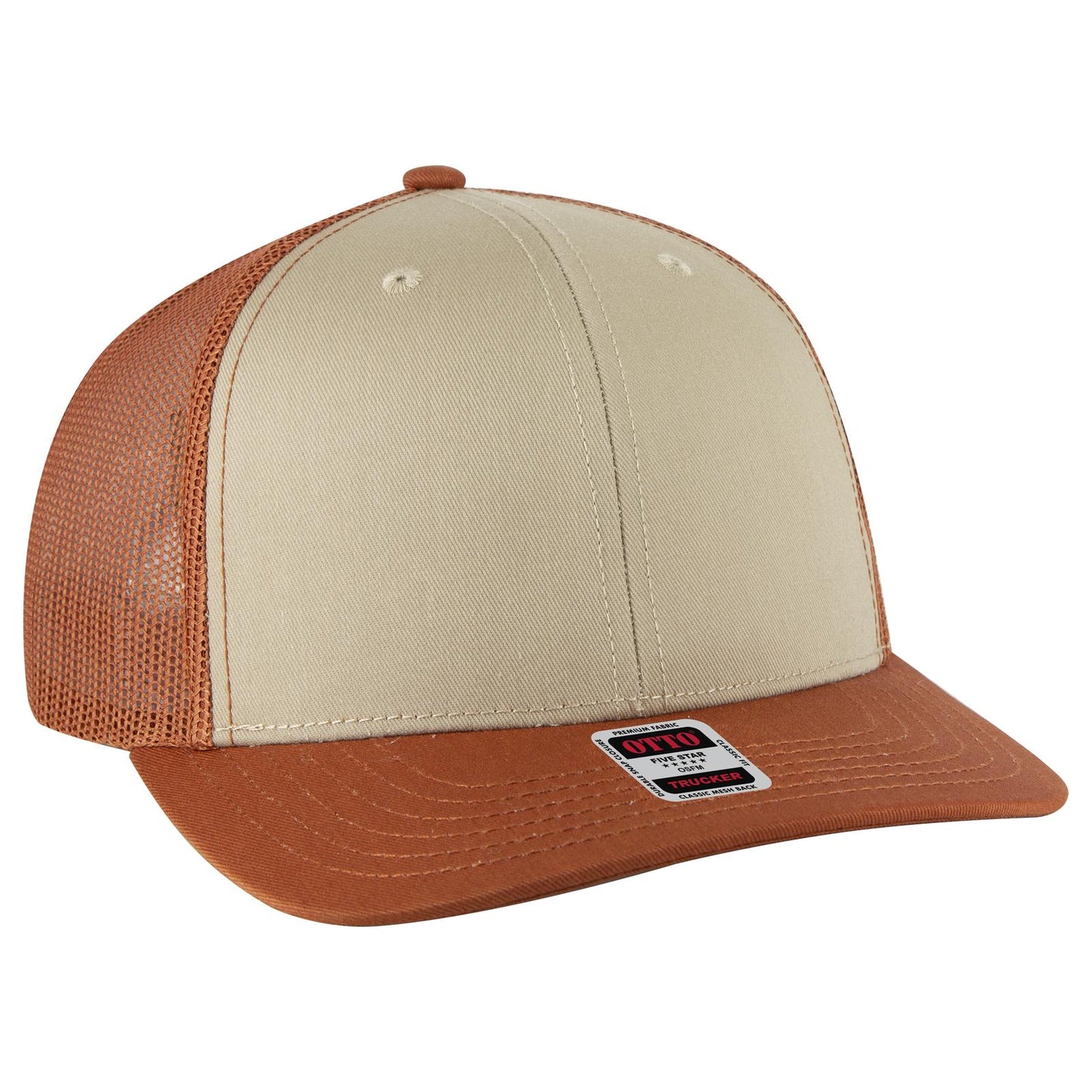 OTTO CAP 6 Panel Mid Profile Mesh Back Trucker Hat 112-1