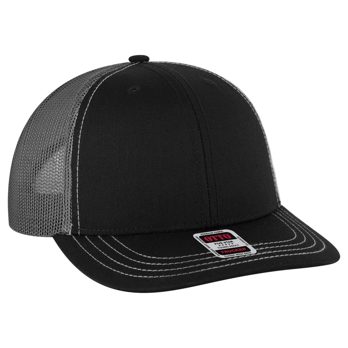 OTTO CAP 6 Panel Mid Profile Mesh Back Trucker Hat 112-1