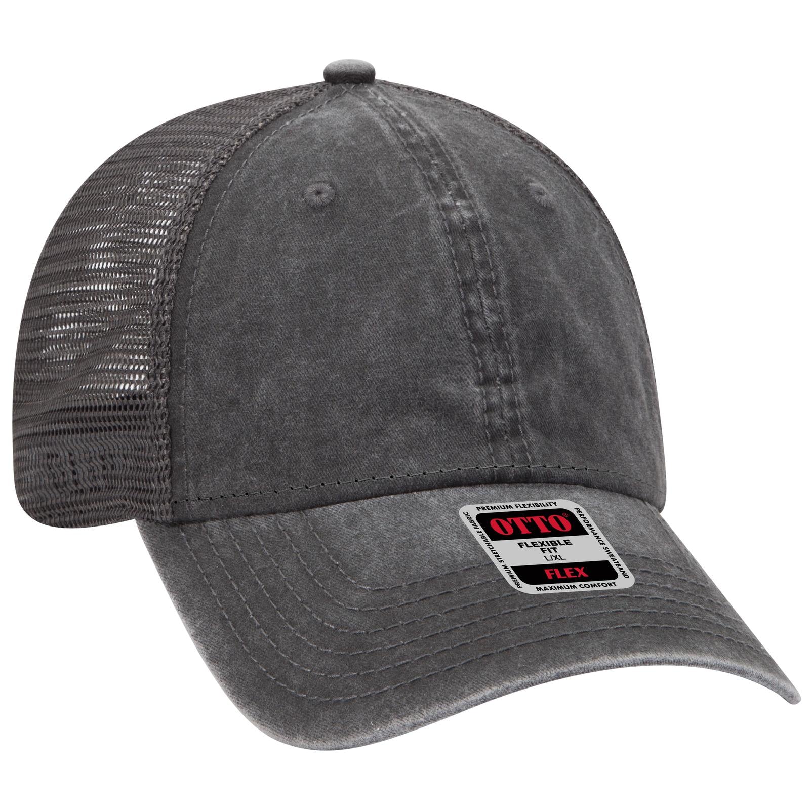 OTTO CAP "OTTO FLEX" Fitted 6 Panel Low Profile Mesh Back Trucker Hat