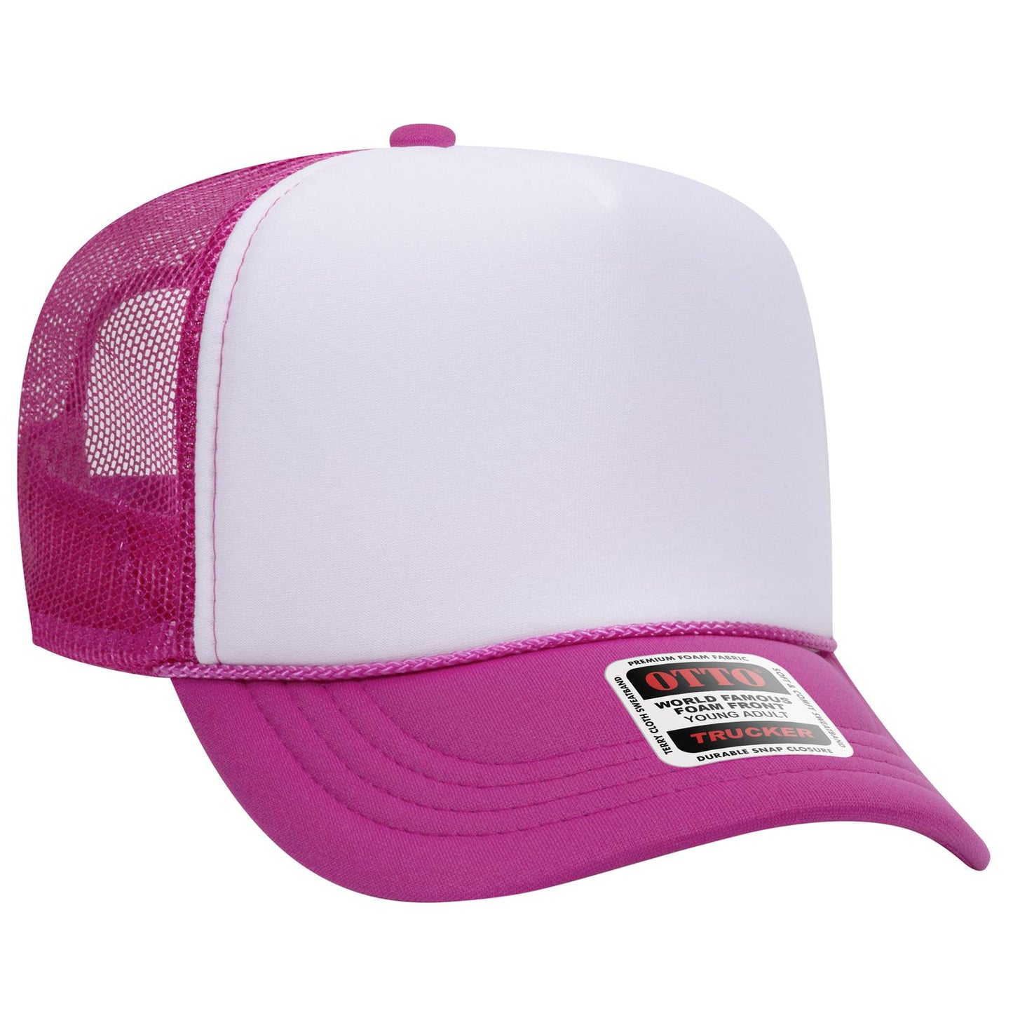 OTTO CAP 5 Panel High Crown Mesh Back Trucker Hat 39-165