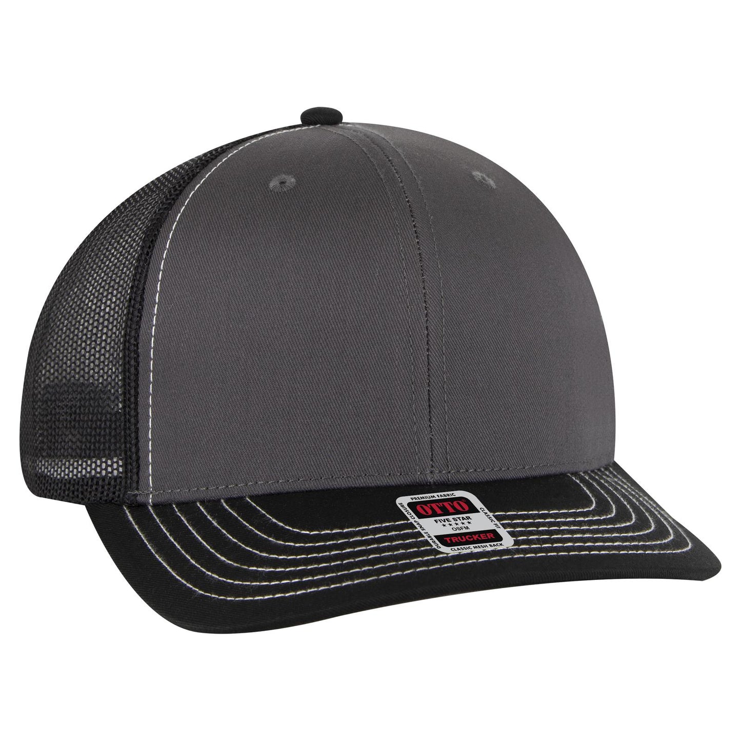 OTTO CAP 6 Panel Mid Profile Mesh Back Trucker Hat 112-1