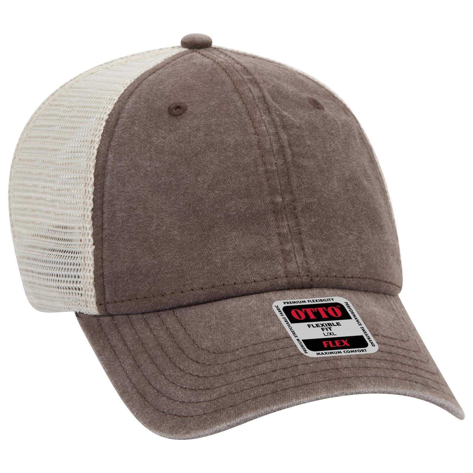OTTO CAP "OTTO FLEX" Fitted 6 Panel Low Profile Mesh Back Trucker Hat