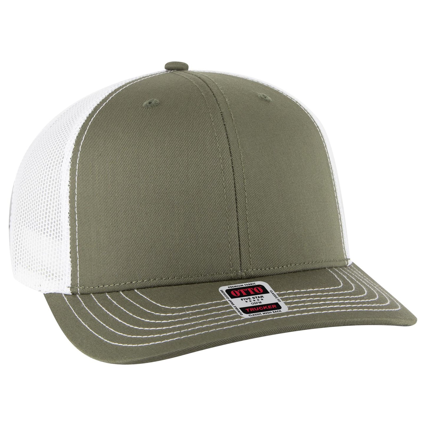 OTTO CAP 6 Panel Mid Profile Mesh Back Trucker Hat 112-1