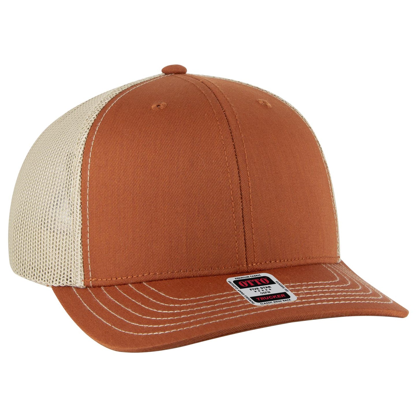 OTTO CAP 6 Panel Mid Profile Mesh Back Trucker Hat 112-1