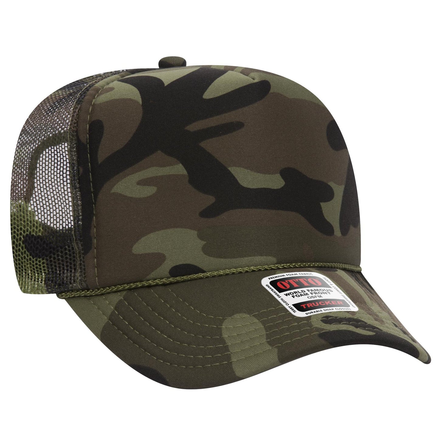 OTTO CAP 5 Panel High Crown Mesh Back Trucker Hat 39-165