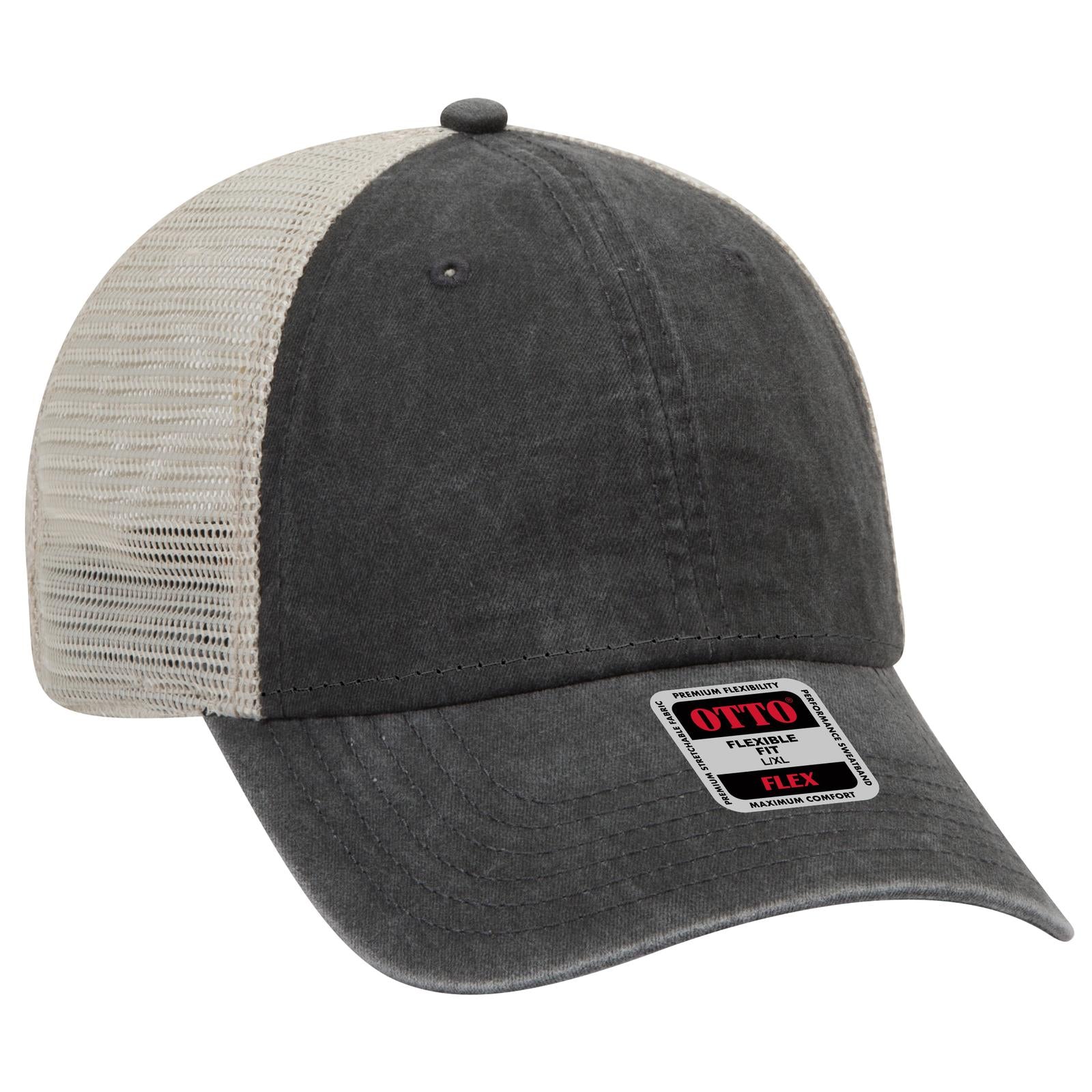 OTTO CAP "OTTO FLEX" Fitted 6 Panel Low Profile Mesh Back Trucker Hat