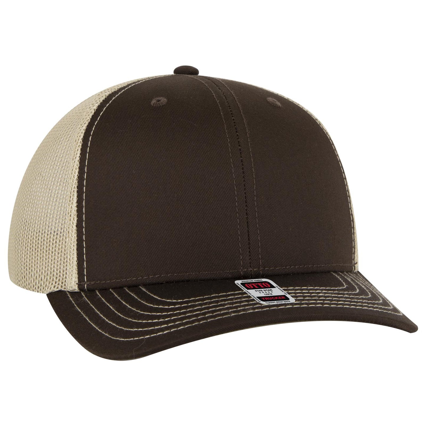 OTTO CAP 6 Panel Mid Profile Mesh Back Trucker Hat 112-1