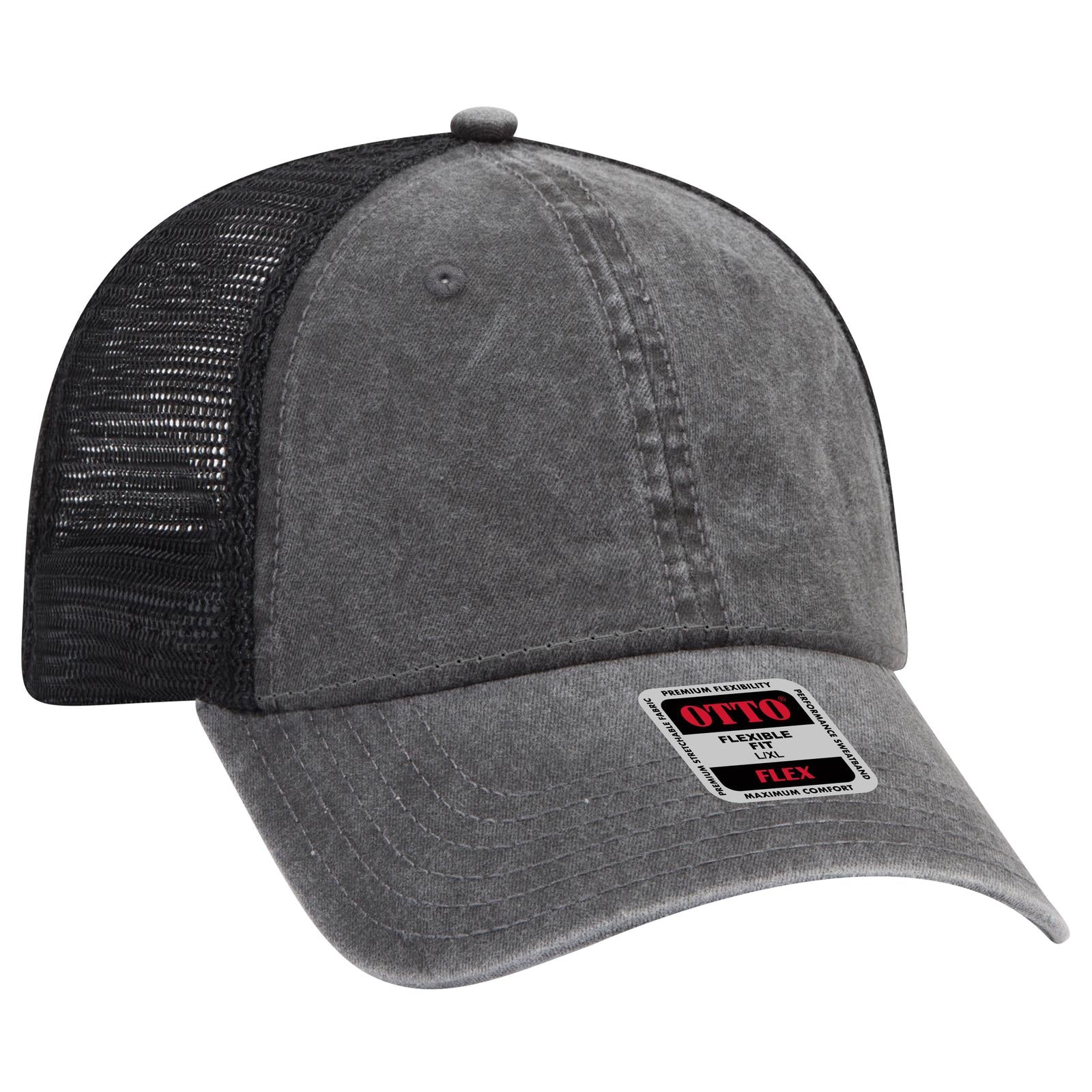 OTTO CAP "OTTO FLEX" Fitted 6 Panel Low Profile Mesh Back Trucker Hat
