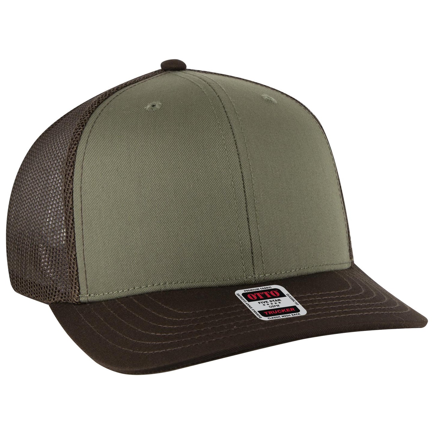 OTTO CAP 6 Panel Mid Profile Mesh Back Trucker Hat 112-1